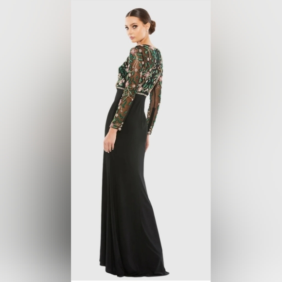 Mac Duggal Style 11867 Beaded Illusion Neck Mermaid Gown Dress